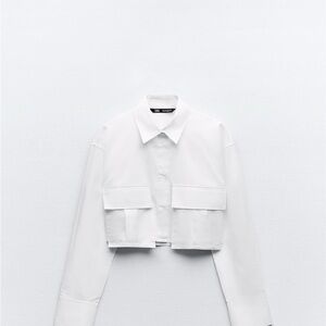 Zara White Cropped Blazer